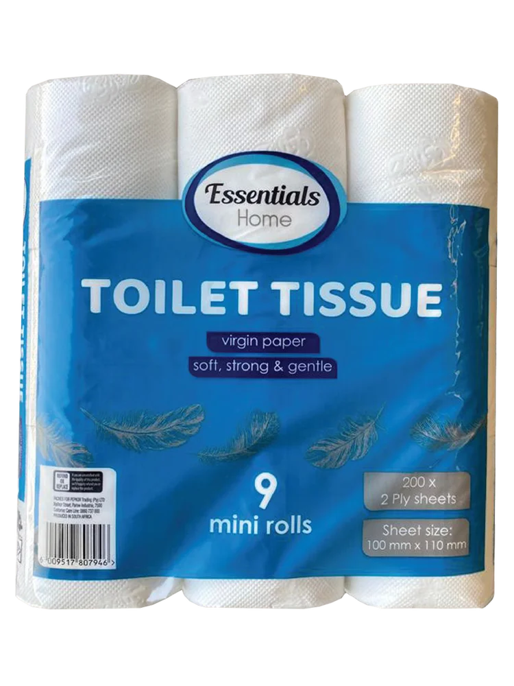 Essentials Home Toilet Paper 9 Pack Mini